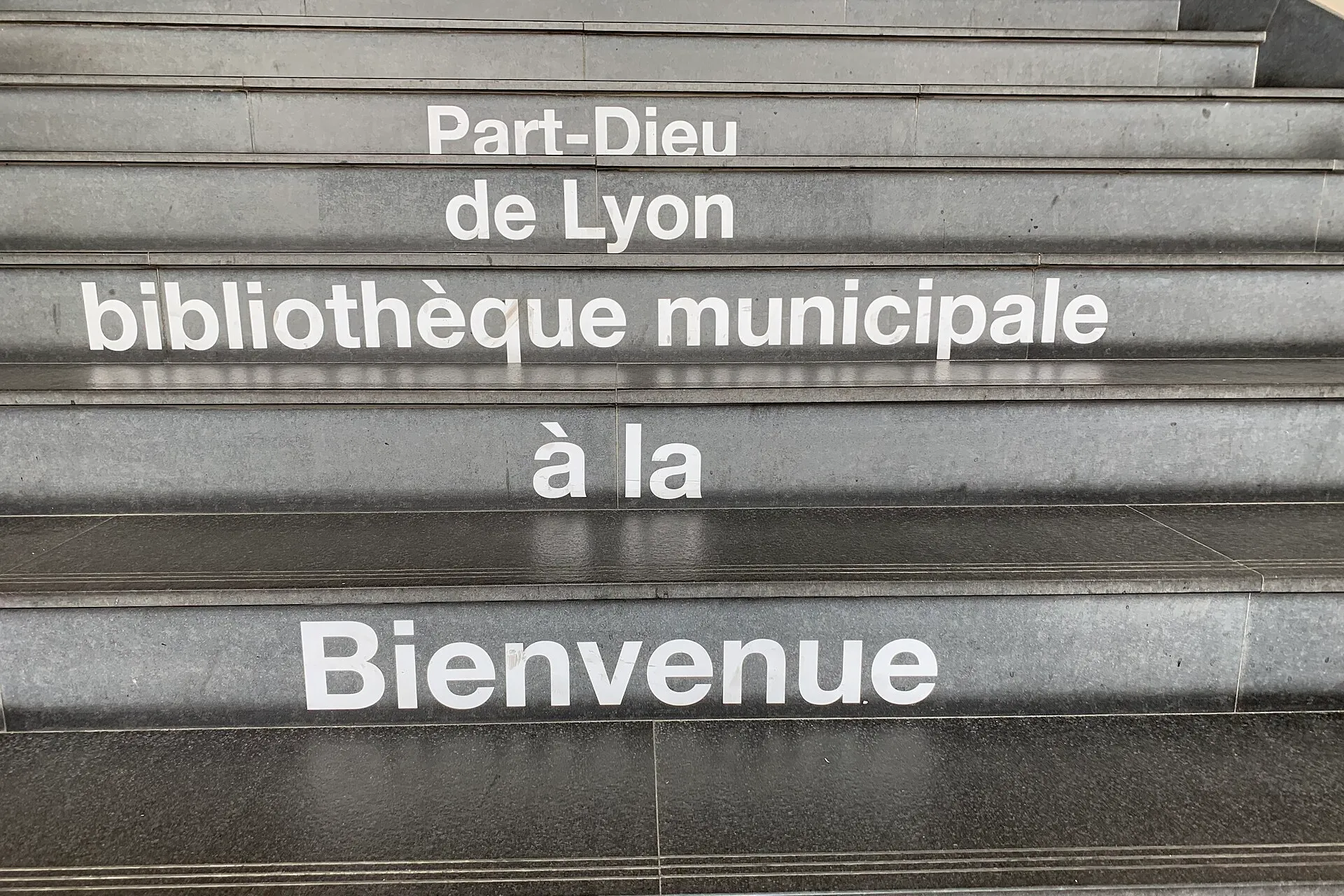 Un escalier dans une bibliothèque
